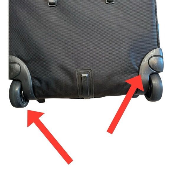 Travelpro Luggage Black 4 Wheels Powerscope Leather Handle Canvas Carry On Bag - Picture 5 of 16